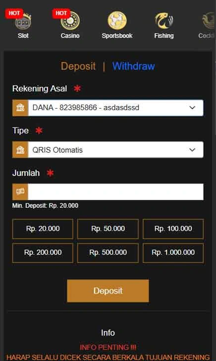 cara deposit D06 Slot Patch Top
